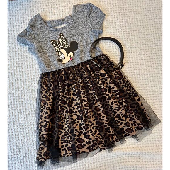 Disney Girls Minnie Mouse Leopard Cheetah Print with Belt Small 6 - 6x NWOT - Picture 1 of 6